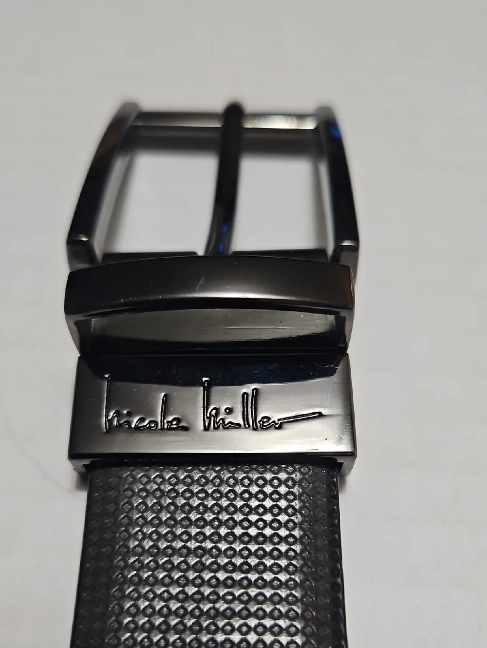 Nicole Miller Men's Gray & Black Reversible Textured Leather Belt Size 40
